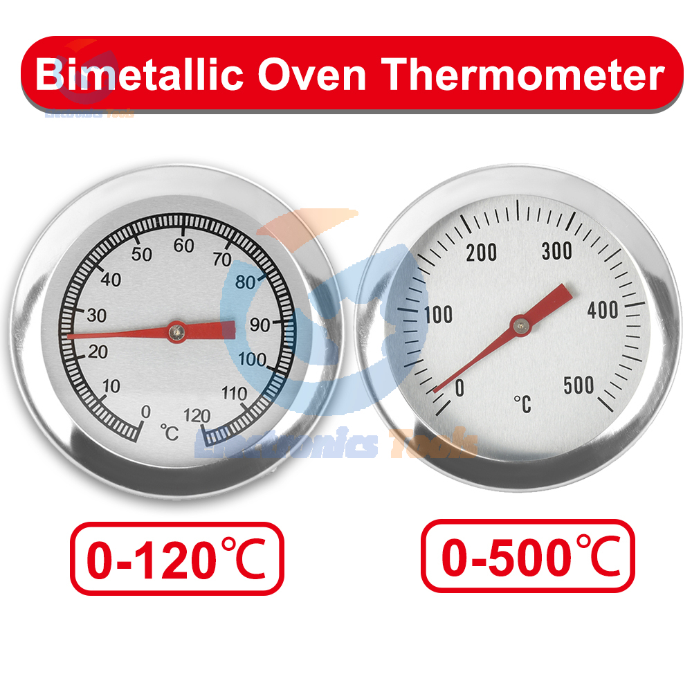 Oven Thermometer Analog - 120℃ 500℃ Oven Thermometer Stainless Steel