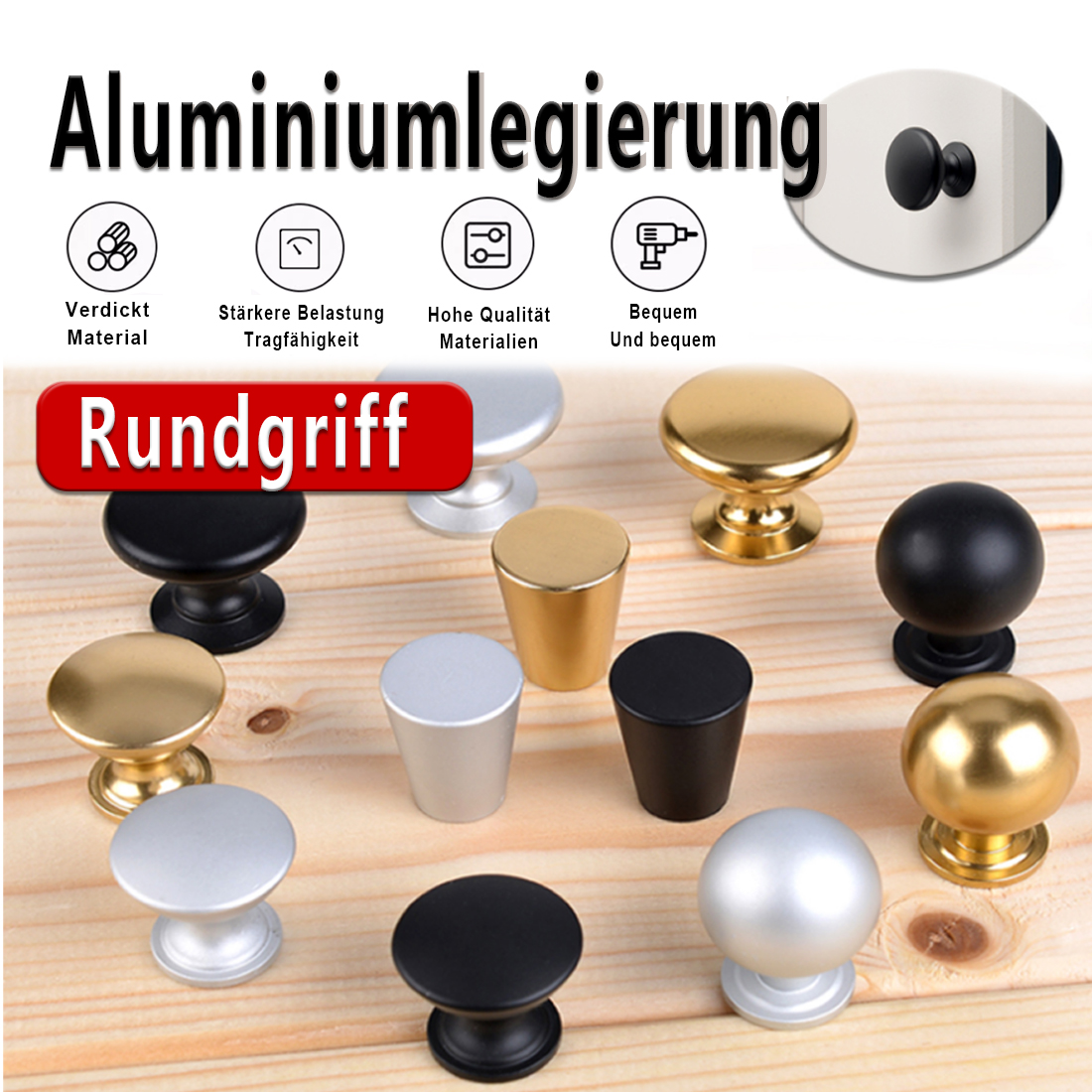 Kitchen Queen - 5PCS Aluminum Kitchen Cupboard Round Shape