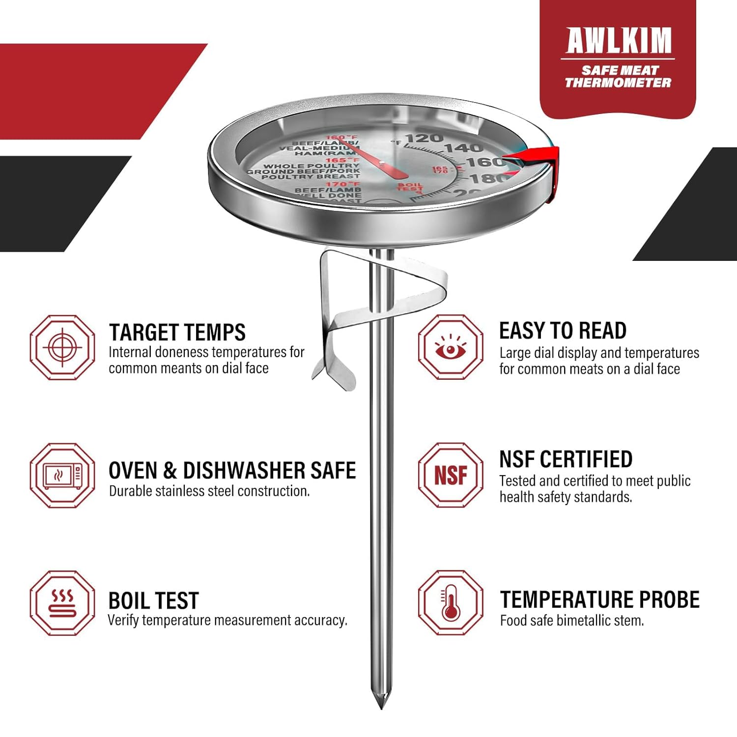 2-Pack Analog Meat Thermometer - Oven Thermometer Analog 评论和价格