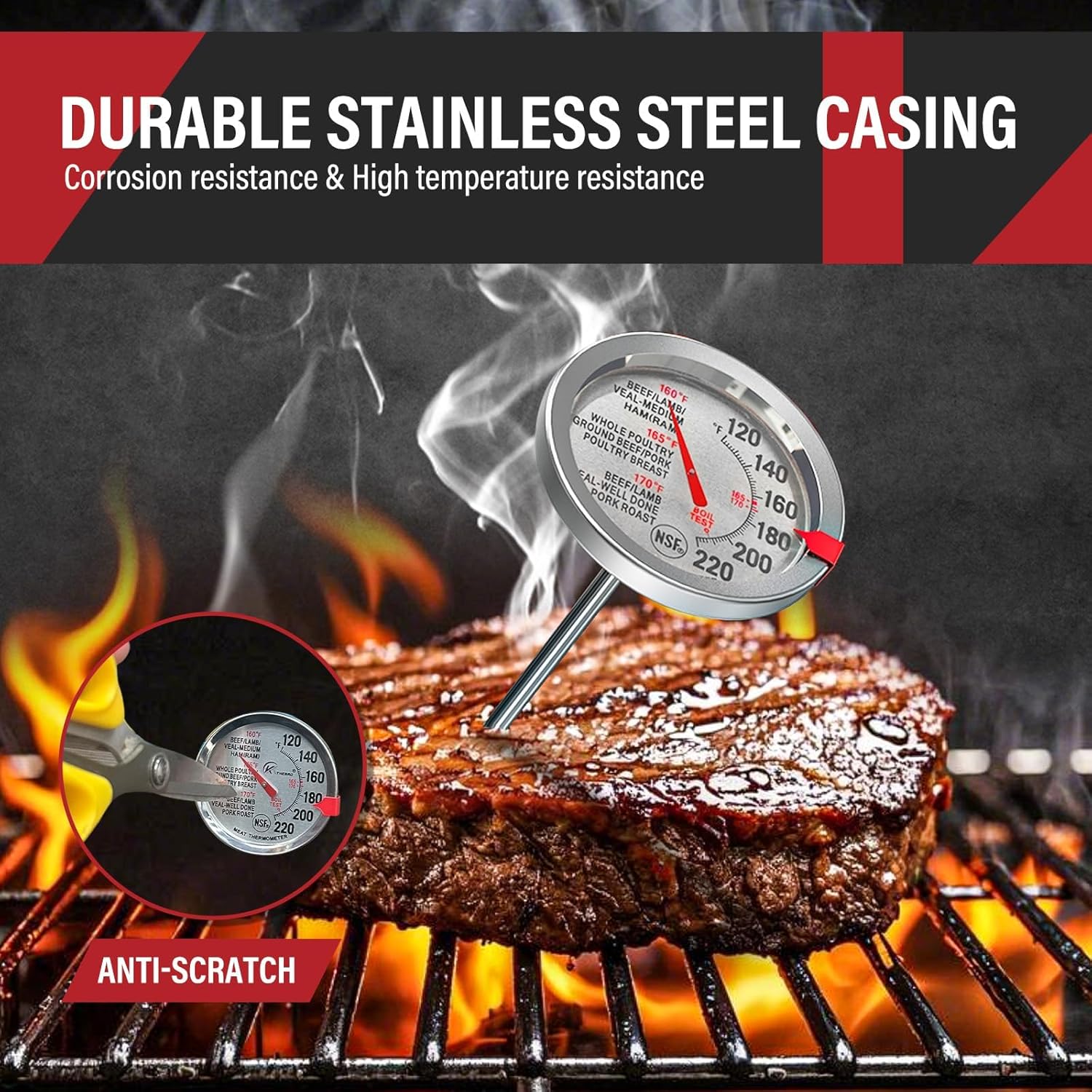 2-Pack Analog Meat Thermometer - Oven Thermometer Analog 评论和价格
