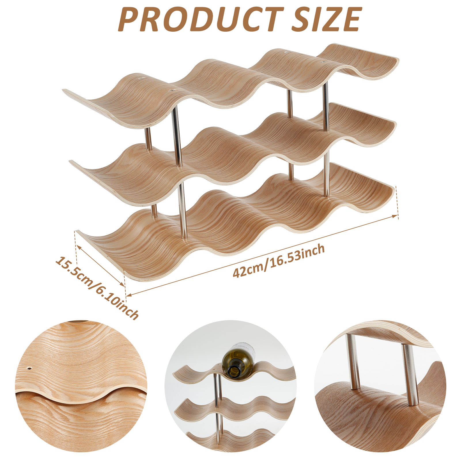 2/3-Tier Wooden Wine Rack Wavy - Kitchen Zo 评论和价格