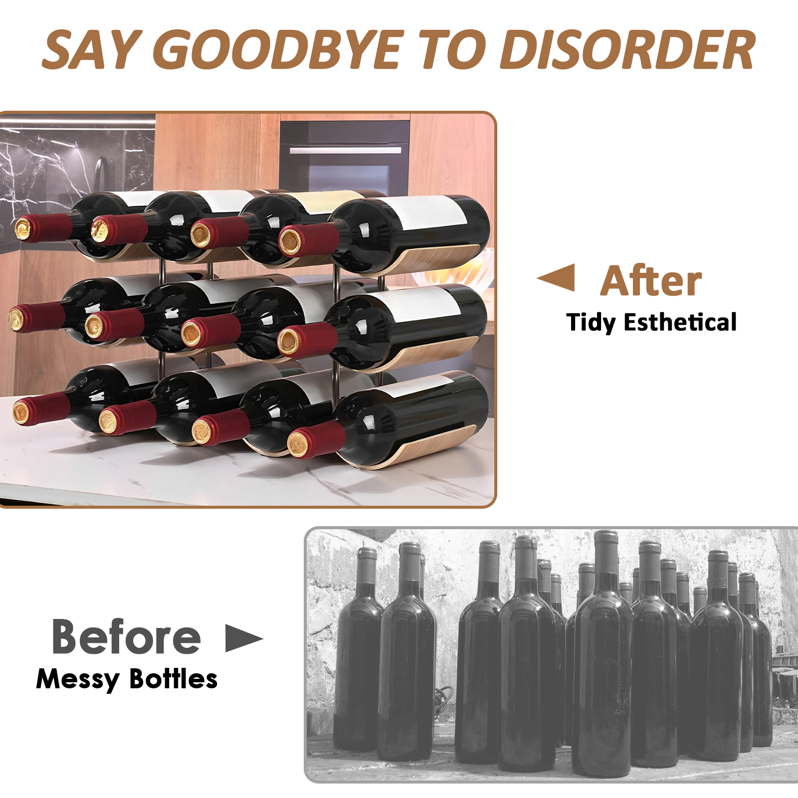 2/3-Tier Wooden Wine Rack Wavy - Kitchen Zo 评论和价格