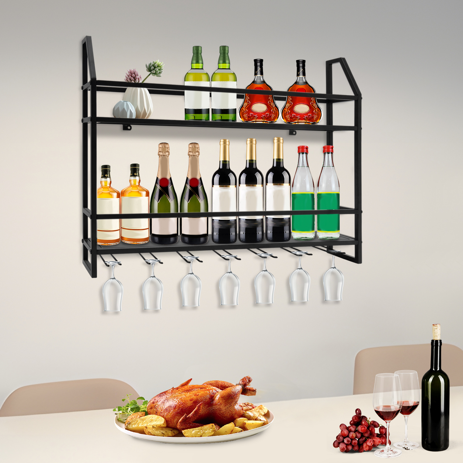 Double-layer Wine Rack Wall-Mo - Kitchen Zo 评论和价格