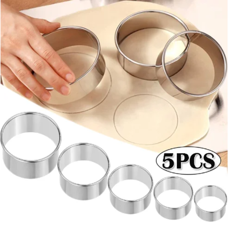 5PCS Round Stainless Steel Bis - Kitchen Appliances For Baking 评论和价格
