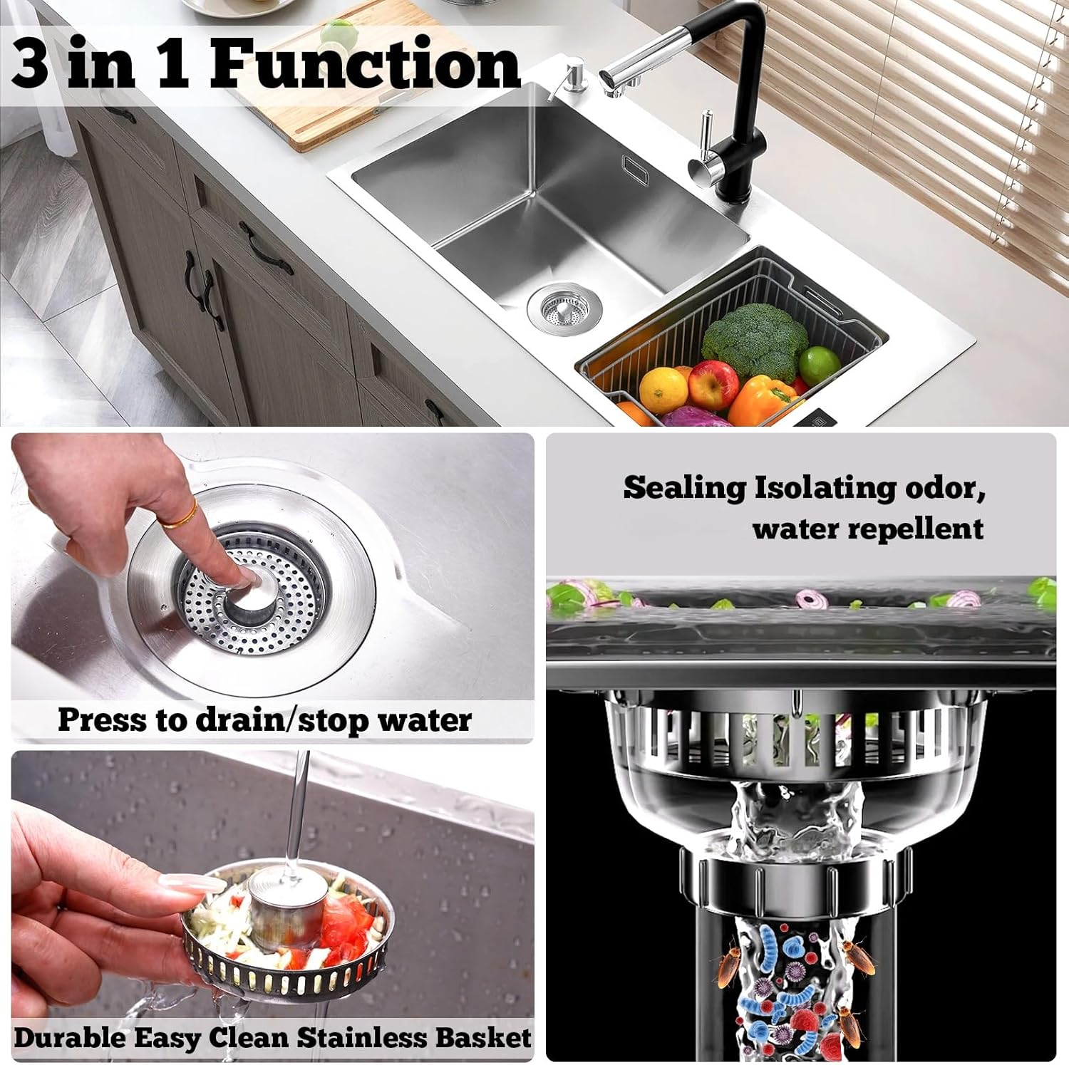 Upgraded 3 in 1 Kitchen Sink D - Kitchen Up 评论和价格